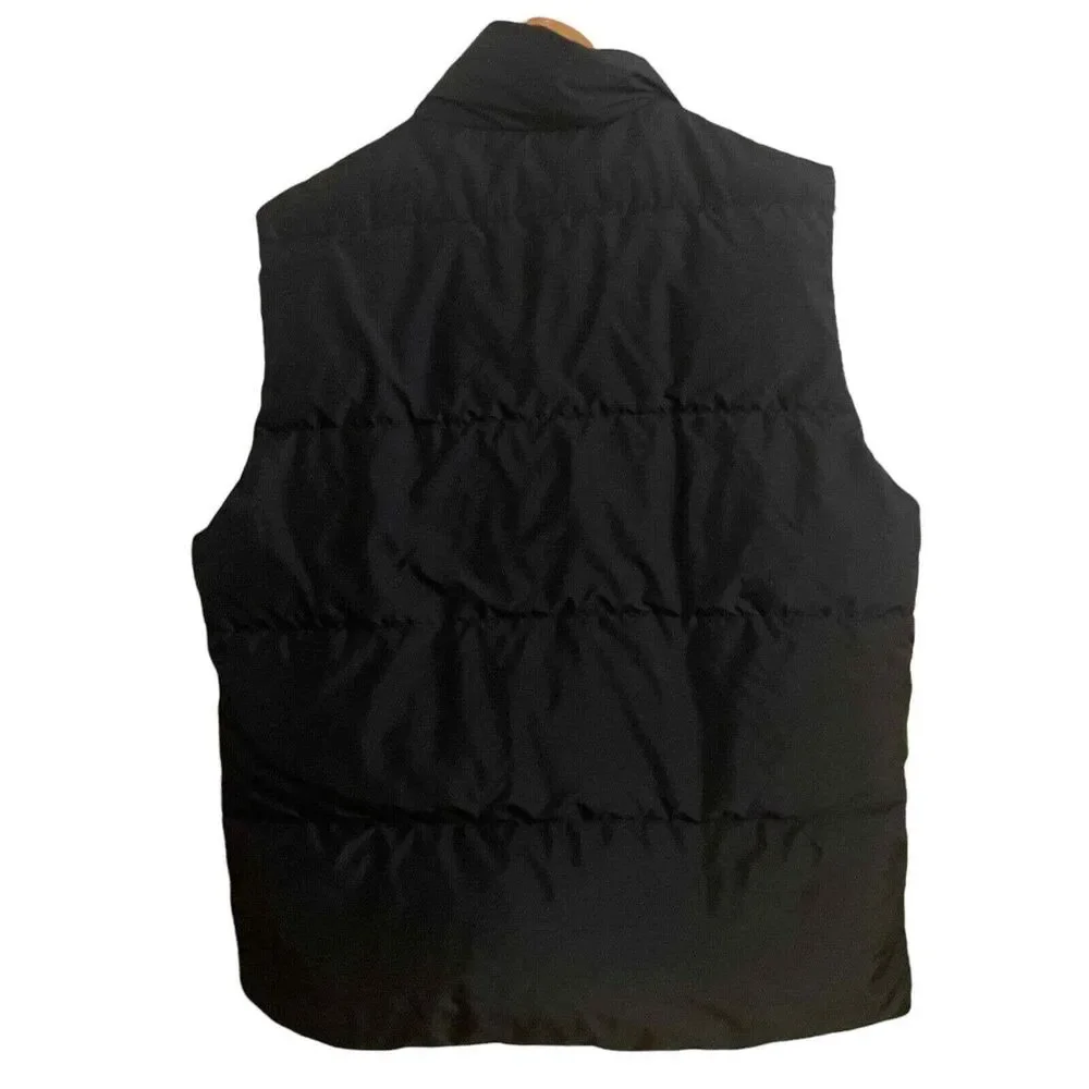 J. Crew Mens Large Vest Navy Blue Green Down Filled Puffer Full Zip Gorpcore